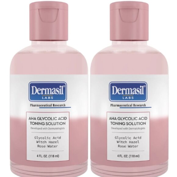 (2) DERMASIL Glycolic Acid Toning Solution with Rose Water, Witch Hazel 4 OZ. Ea - Picture 1 of 4